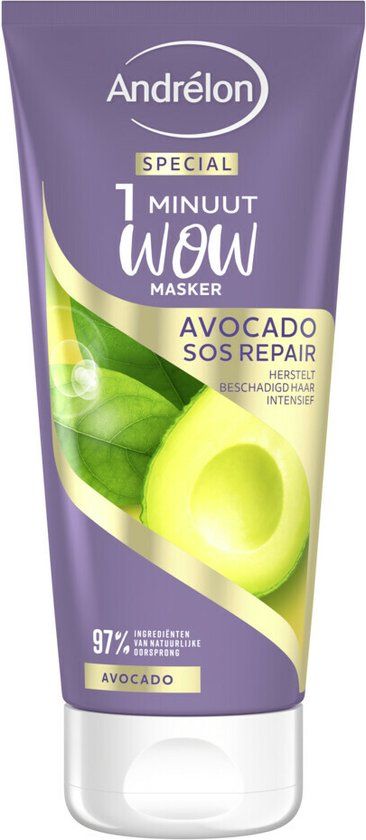 Andrelon 1 Minuut Wow Masker Avocado SOS Repair - 180 ml