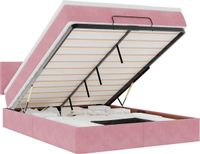 vidaXL Ottoman bed met matras 140x200cm fluweel roze