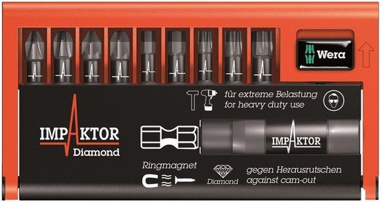 Wera Bit-Check 10 Impaktor 1 - Bitset - 10-delig - Metaal