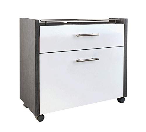 Schildmeyer Wastafelmeubel Trient - 67 x 35 x 60,5 cm - wit glanzend/essen grijs decor