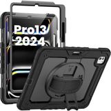 Selected by GSMpunt.nl Hoes met ingebouwde Screenprotector Geschikt voor iPad Pro 13 (2024/2025) | Inclusief 360° Draaibare Handriem en Schouderriem | Zwart