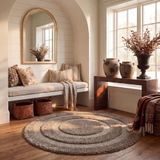 Safavieh Willow Shag Collection SG451-1128 tapijt, crèmekleurig/donkerbruin modern 5' Diameter Beige/Beige