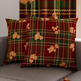 PETTI Artigiani Italiani - Paar kussenslopen 50 x 50 cm van microvezel, kerstkussenslopen, kerstdecoratie, slaapkamer, bank, set van 2 kussenslopen, beer tartan