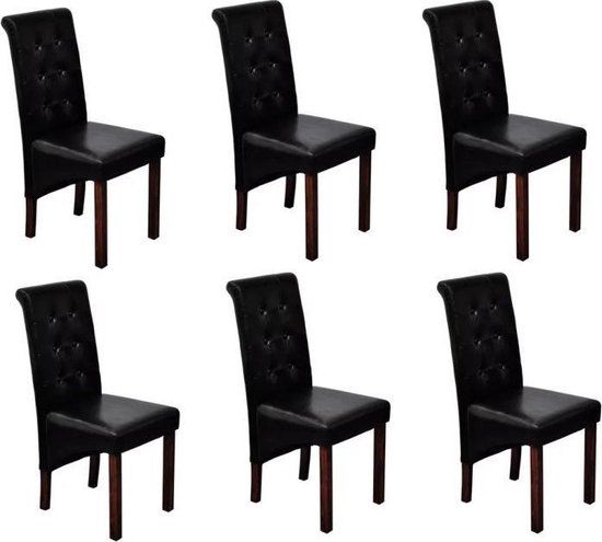 vidaXL Eetkamerstoelen 6 stuks kunstleer zwart