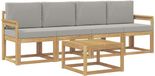 vidaXL Ensemble de canapés d'extérieur, 5 pièces, blanc et gris clair, polyester