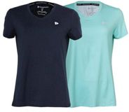 Donnay 2-Pack Vera V-neck T-Shirt Dames Navy/Light blue Maat 3XL