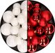 Kaemingk B.V. Kerstversiering boules de Noël en plastique mélange de couleurs rouge/blanc hiver 4-6-8 cm paquet de 68x pièces