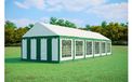 Tente de réception 4x12 m PREMIUM – PVC 500 g/m², ignifuge, cadre au sol + renforts de toit, jusqu'à 110 personnes - Vert-blanc