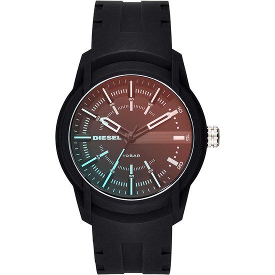 Diesel Armbar Silicone DZ1819 Herenhorloge 45 mm - Zwart
