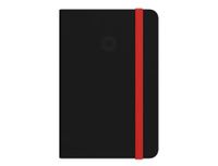 Antartik Notitieboek met elastiek, vaste omslag, A4, gestreept, zwart en rood, 100 vellen, 80 g, FSC