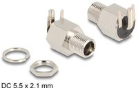 Delock Connector DC 5.5 x 2.1 mm female bulkhead soldering version angled