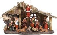 BRUBAKER Kerststal - 32 cm kerststalset met 11 handbeschilderde figuren - kerstfiguur kribbe van hars - tafeldecoratie Kerstmis - kerstdecoratie sculptuur