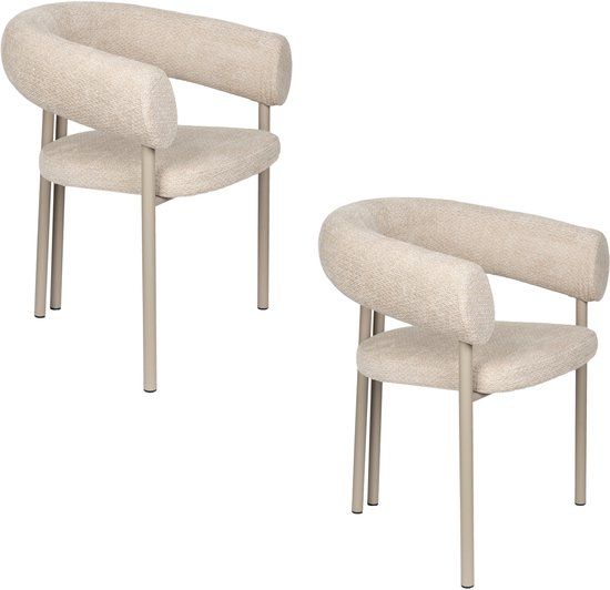 Zuiver Heels Eetkamerstoelen Armleuning Beige - Set van 2