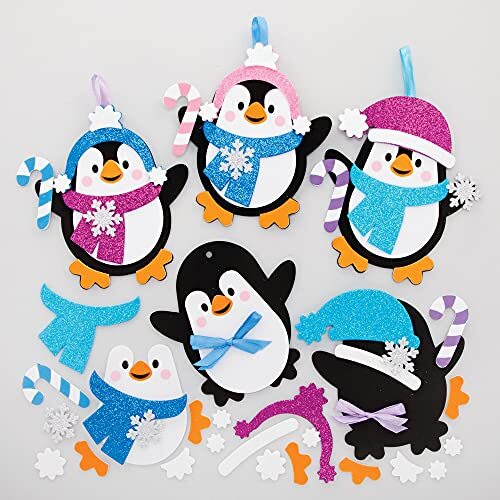 Baker Ross FE788 Pinguin-decoratiesets - Pak van 8, maak je eigen decoraties om te ontwerpen en weer te geven, creatieve activiteiten voor kinderen