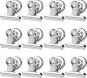 LELADY 12 Clips magnétiques 31 mm - Pinces magnétiques fortes - Pour tableau blanc et réfrigérateur - Argent
