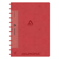 Aurora Aurora Adoc geruit schrift met liniaal A4 rood 72 vel (5 mm)