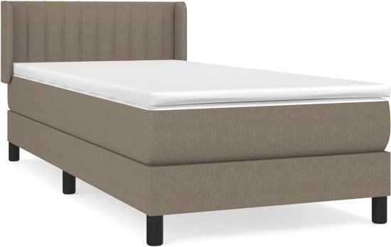 vidaXL Boxspring met matras stof taupe 100x200 cm