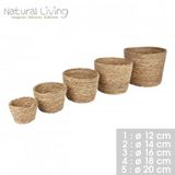 Natural Living Set van 5 manden in zeegras Ø12cm/14cm/16cm/18cm/20cm