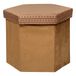 Atmosphera Poef/krukje/hocker Jiling - Opvouwbaar/opslag box 60L - Camel bruin - D40 x H38 cm - MDF/polyester