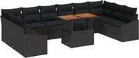 vidaXL Tuinbank - Set - 11 - st - Zwart - Poly - rattan