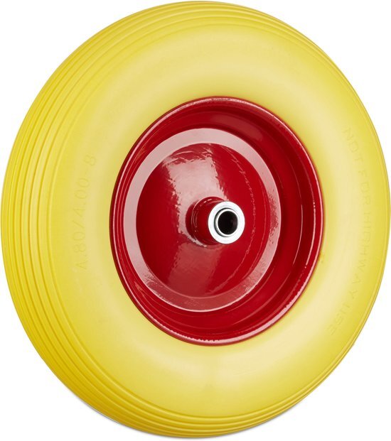 Relaxdays kruiwagenwiel 4.80 4.00-8 - reservewiel - rubberband - steekwagenwiel bolderkar geel