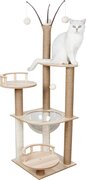 Beyoliving Krabpaal -Kattenhuis-Kattenhuis met sisal beklede -krabpalen -Pluche woontoren -accommodatie Hangmat Krabpaal -activiteitencentrum- Zitstokken -Platform -Bungelende -ballen voor kittens -132cm hoog -Hout