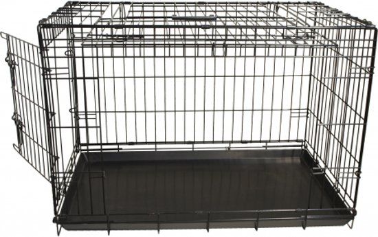 Dierenverblijf Draadkooi met deur en schuifdeur zwart 92cm