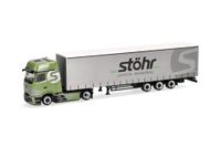 Herpa vrachtwagen model Mercedes-Benz Actros L ProCabin Gigaspace volumetrailer met schuifzeil "Stöhr Logistik", schaal 1:87, voor diorama, modelbouw, verzamelobject, Made in Germany, kunststof