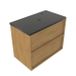 Saniclass Holz Frame Badkamermeubelset - 80x45x63cm - Noche basalten wastafelblad gepolijst (zwart) - 1 kraangat - 2 lades - mat eiken natural (hout) SW1578576/SW728235