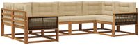 vidaXL Bank loungeset 6 zitplaatsen Natuurlijk en beige Acacia hout