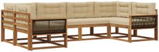 vidaXL Bank loungeset 6 places Acacia naturel et beige