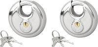 Serrure à disque - 2x - 90 mm - acier trempé - anse de 10 mm - ouverture de 25 mm - inoxydable