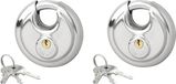 Serrure à disque - 2x - 90 mm - acier trempé - anse de 10 mm - ouverture de 25 mm - inoxydable