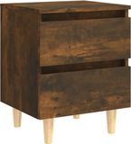 vidaXL Nachtkastje met houten poten 40x35x50 cm gerookt eikenkleurig