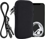 kwmobile Tasje voor smartphones XL - 6,7/6,8" - Hoesje van neopreen in zwart - Phone case met nekkoord