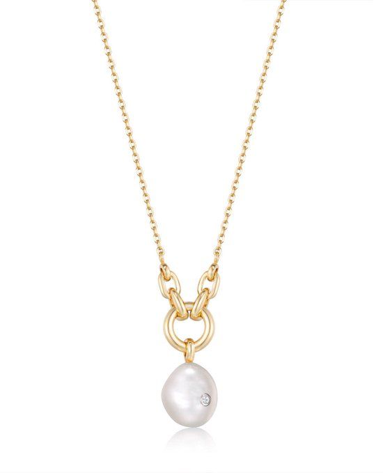 Ania Haie AH N043-03G Pearl Power Ketting - Goudkleurig - 925 Zilver - Parel - Dames
