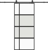 vidaXL Schuifdeur met beslagset, 90x205 cm, gehard glas, zwart
