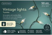 Lumineo LED lichtsnoer vintage 4,9 m 50 lampjes warmwit twinkle