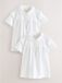 Next - Meisjes - Set van 2 katoenen schoolpolo's met stretch en ruches op de schouders - Wit