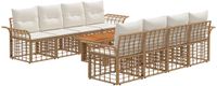vidaXL Tuinbank Set 9 stuks Natuurlijk en Crème Wit Polyrattan