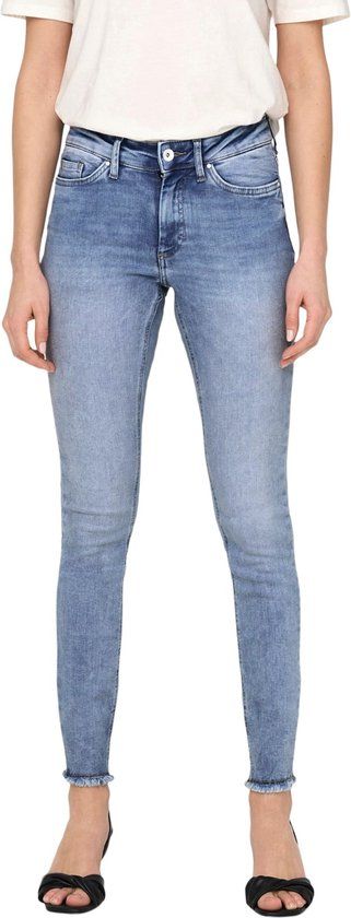 ONLY ONLBLUSH MID SK ANK RAW DNM REA694 Skinny Jeans - Blauw - Maat XL/34