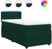 vidaXL Boxspringbed met matras fluweel donkergroen 100x200 cm