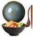 Bol Japonais en Céramique avec Cuillère et Baguettes - 1200 ml