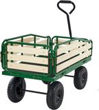 Vevor Kinderhandkar, 118 cm, Transportkar met Duwstang, Hout en Metaal, 250 kg, Groen en Zwart