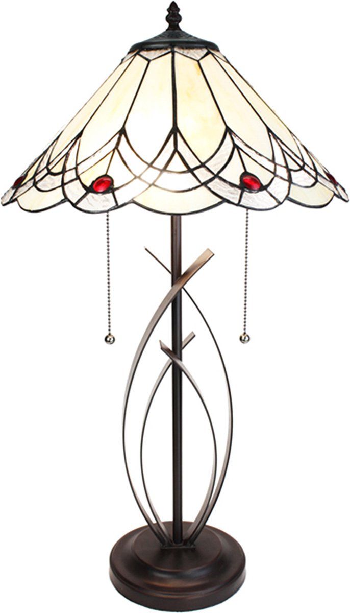 Lumilamp Tiffany Tafellamp Ø 39x69 cm Beige Glas