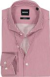 Hugo Boss BOSS Hank slim fit overhemd - popeline - donkerrood met wit gestreept - Strijkvriendelijk - Boordmaat: 40 (EU maat: M)