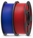 PLA filament, 1,75 mm, 2 kg, 2 bobines, bleu et rouge, emballé sous vide