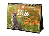 Finocam - Tafelkalender 2026 maandoverzicht januari - december 2026 + september - december 2025 (4 maanden) gereduceerd | kalender 2026 | kattenafbeeldingen - Catalaans