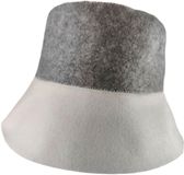 PolkaHome® Bonnet de sauna minimaliste en feutre à blocs de couleur - Résistant à la chaleur, absorbant et isolant, chapeau seau pour sources chaudes et saunas, blanc avec doublure grise, sauna portable