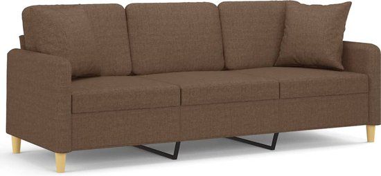 vidaXL Driezitsbank met sierkussens 180 cm stof bruin
